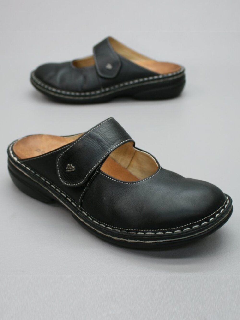 Finn Comfort Shoes 39 D Ladies 8-8.5 Wide Stanford Black Slides Mules Clog Shoes